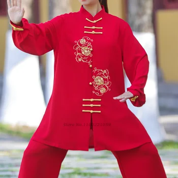 2024 hiina tai chi ühtne traditsiooniline lille tikandid võitluskunstide treening riided wingchun sobiks retro kungfu ühtne