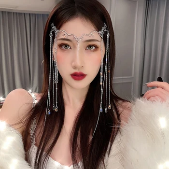 Elegantne Shinning Rhinestone Pikk Tutt Hairwear Waterdrop Crystal Retro Hairband Naiste Hiina Stiilis Aksessuaarid