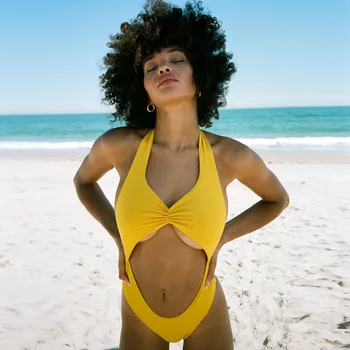 Seksikas Tahke Ujumistrikoo Ühes Tükis Trikoo Beachwear Supelrõivad 2023 Naiste Päitsed Monokini Kõrge Lõigatud Bodysuit Maillot De Bain Femme