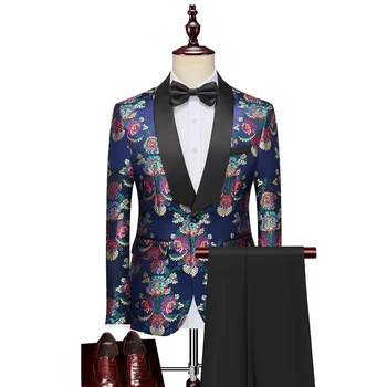 Kvaliteetne Meeste (ülikond + Püksid) Sõlm Pulm Kleit Värviga Topelt Karavan Sobiks Business Casual Meeste Trend Kahe-osaline Komplekt