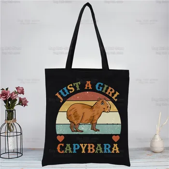 Capybaras Must Lõuend Lihtne Multikas Kandekotid Tüdrukud Lihtsalt Tüdruk, Kes Armastab Capybaras Fashion Elu Vabaaja Pacakge Käsi Kotti,
