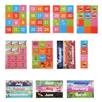 E9LB Ripub Kalender Ilm Tasku Chart 88pcs Full-color-Kaarte Lastele Klassiruumis