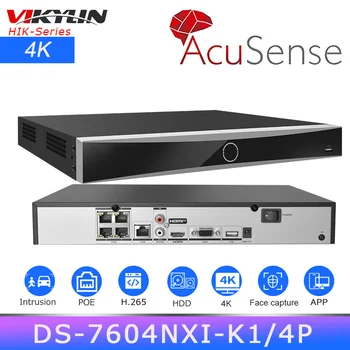 Vikylin HIK 4CH PoE AcuSense 4K NVR DS-7604NXI-1 Pr/4P H. 265+ HDD CCTV Turvalisus Järelevalve Võrgu videosalvesti IP Kaamera
