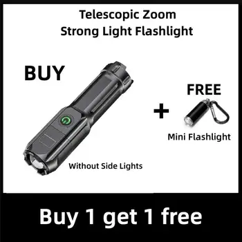 Uus Stiil Teleskoop Zoom Tugeva Valgusega Taskulamp USB-Laadimine Väike Kaasaskantav Tähelepanu keskpunktis pikamaa Üleujutuste välisvalgustuse Lamp