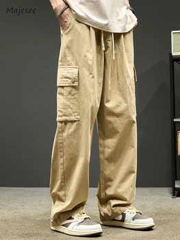 Cargo Püksid, Meeste Sügis Jaapani Stiilis Vintage Šikk Servjätkatud Harajuku täispikk Kõik-mängu Taskud Mehed Kolledžid Streetwear Uus
