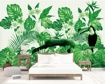 Beibehang Kohandatud taustpildi troopiline taim papagoi taust seina paber elutuba, magamistuba tv diivan taust seinamaaling 3d tapeet