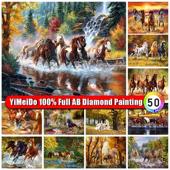 YiMeiDo Täis Puurida 100% AB Diamond Maali hobune Diy Mosaiik Diamond Tikandid Loomade Kive Maali ristpistes Komplekt