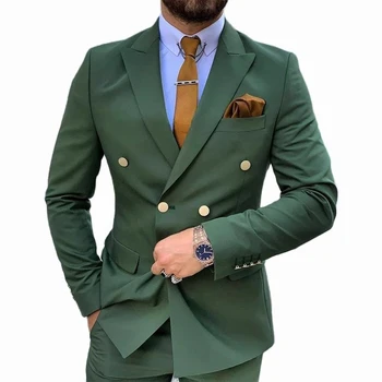 Royal Roheline Meeste Ülikond 2023 Topelt Karavan Slim Fit Ametlik Pulmapidu Sobib Groomsmen Pintsak Püksid, 2 tk Terno Masculino