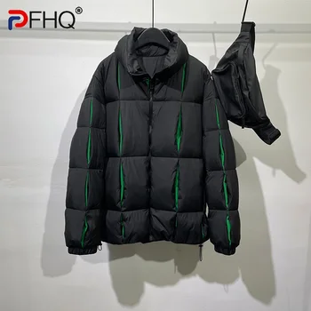PFHQ sulejoped Meeste Talvel Trendikas Bränd Darkwear Seista Krae Paksenenud Lukuga Soe Väljas Isiksuse Puuvillane Mantel 21Z3268