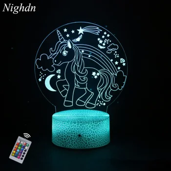 3D Ükssarvik Lamp Led Öösel Tuled Tüdrukute Tuba Decor 16 Värvi koos Puldi USB Tabel Lamp Sünnipäeva jõulukinke