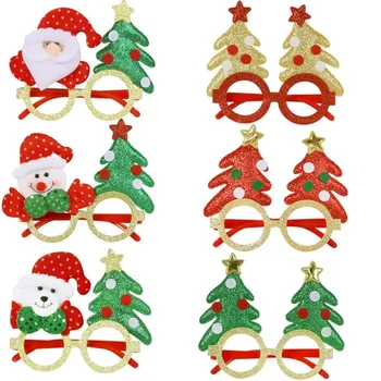 Jõulukaunistused Jõulupuu Santa põder prillid Pool kleit üles rekvisiidid naljakas Jõulud prillid