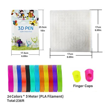 3D Pliiatsi Joonistus Malle Raamat, Kus on 40 Erinevat Trükkimine/ Silikoon Padi/24 Värvi PLS 48M/2 Sõrme Mütsid