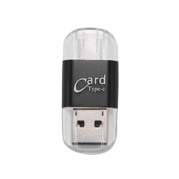 Card Reader USB Alumiinium Tüüp C OTG Micro-SD/TF Välise Mälukaardi Lugeja-Adapter Mobiiltelefoni Arvuti(Must)