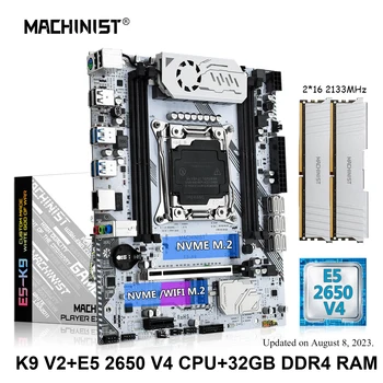 MASINIST K9 X99 Emaplaadi Combo LGA-2011-3 E5 2650 V4 kit Xeon CPU DDR4 32GB RAM 2133MHz Mälu NVME M. 2 USB 3.0 Neli Channel
