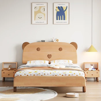 Laste voodi Põhjamaade laste täielikult täispuidust voodi, kaasaegne lihtne poiss, tüdruk voodi cartoon üheinimesevoodi 1,5 m lapsi