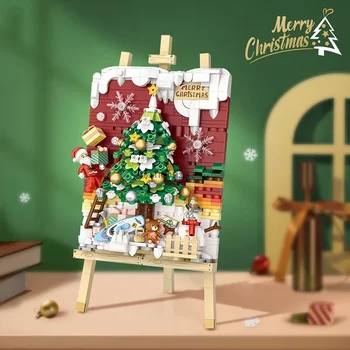 Mini Jõulupuu ehitusplokid Lapsed Hoone Mänguasjad DIY Diorama Puzzle Jõulud Kingitus Tüdrukud Poisid Puhkus Kingitus Kodu Kaunistamiseks