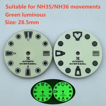 NH35/NH36 dial vaadata dial S dial täis roheline helendav 28.5 mm sobib NH35/NH36 liikumised vaadata tarvikud remondi tööriist