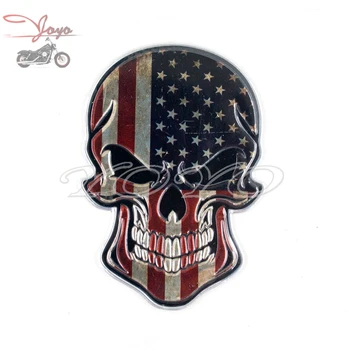 USA Lipu Skull emblem Kleebis Metallist Kleebised Honda Yamaha Suzuki Kawasaki Motorcycle Touring Electra Glide Universal