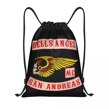 Hells Angels Logo Pingutusnöör Kotid, Meeste Ja Naiste Kokkupandav Jõusaal Sport Sackpack Embleemi Koolitus Seljakotid