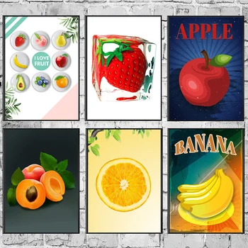 Värske Puu-Lõuendile Maali Poster Iced Maitsetaimede, Köögiviljade Kodus Seina Art Multicolour Köögis Toidu Elutuba Decor Apple Pildid
