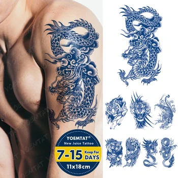 Mahla Tint Kestev Veekindel Ajutine Tätoveering Kleebis Jaapani Dragon Loomade Genipin Taimsete Body Art Võltsitud Tätoveering Meeste Ja Naiste Käsi