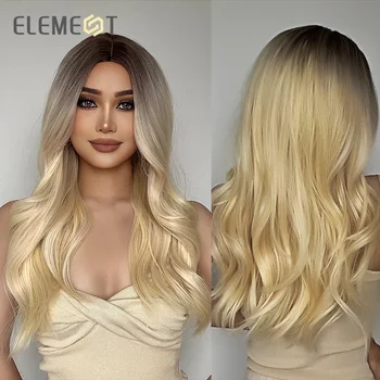 Element Suur Tulekahju Müük Ombre Valge Blondid Parukad Naiste parima Kvaliteediga Sünteetiline Pikk Naiste Parukas Pikkade Juuste Kõrge Temperatuur
