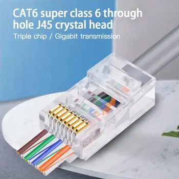 Pesa 6U Kuld PlatedPass Kaudu Ethernet Kaablid Mooduli Pistikust Võrgustik, RJ-45 Crystal Pead Cat5 Cat5e