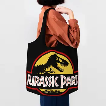 Korduvkasutatavad Jurassic Parki Dinosaurus Prindi Ostukott Naiste Lõuend Õla Kott Pestav Toidupoed Shopper Kotid Käekott