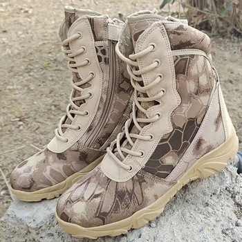 Pythoni muster sõjalise fänn taktikalised saapad kamuflaaž kingad erijõudude desert combat boots high-top koolitus saapad H782