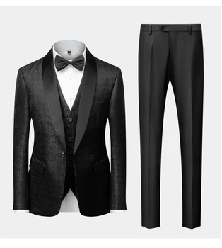 Briti Stiilis Meeste Ülikond Komplekt 3 Tk (Jope+Vest+Püksid )Uus Boutique Slim Fit Bleiser Äri Ülikond, Mantel, Püksid Custom Made