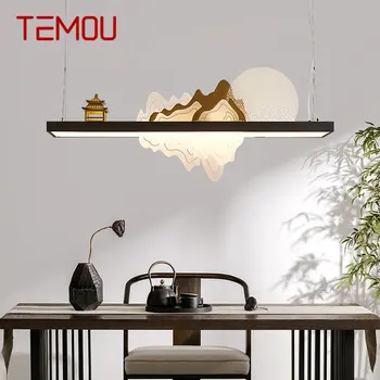 TEMOU Hiina Stiilis Ripats LED Lamp, Creative Zen Maastiku Disain Lae-Lühter Kodu Tee House Dining Room Decor