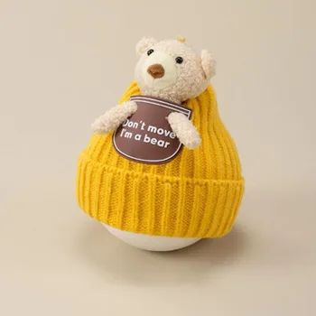 Paksenemine Cute Cartoon Teddy Bear Baby Müts, Soe, Pehme ja Naha Sõbralik Paksenenud Soe Koo Mütsi Kudumise Hingav