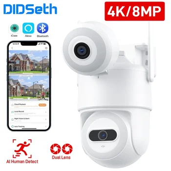 DIDSeth 8MP 4K Wifi Dual-Objektiiv Kaamera Väljas PTZ Video Ai Inimeste Jälgida Öise Nägemise Väljas Turvalisuse CCTV Cam ICSee App