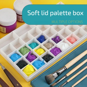 1tk Plastikust pigment kasti akvarell vesi, pulber klapp pehme kaas 24/36/48 rakkude läbipaistev square läbipaistvat värvi palett box