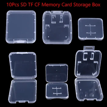 10tk Läbipaistev SD TF CF Mälukaardile Salvestamise Kasti Omanik Box Uute eraldi karpi Mälukaart Selge Plastist